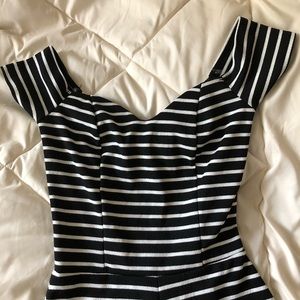 NWOT Off the Shoulder Striped Romper